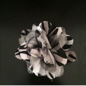 Homemade black and white flower fabric pin